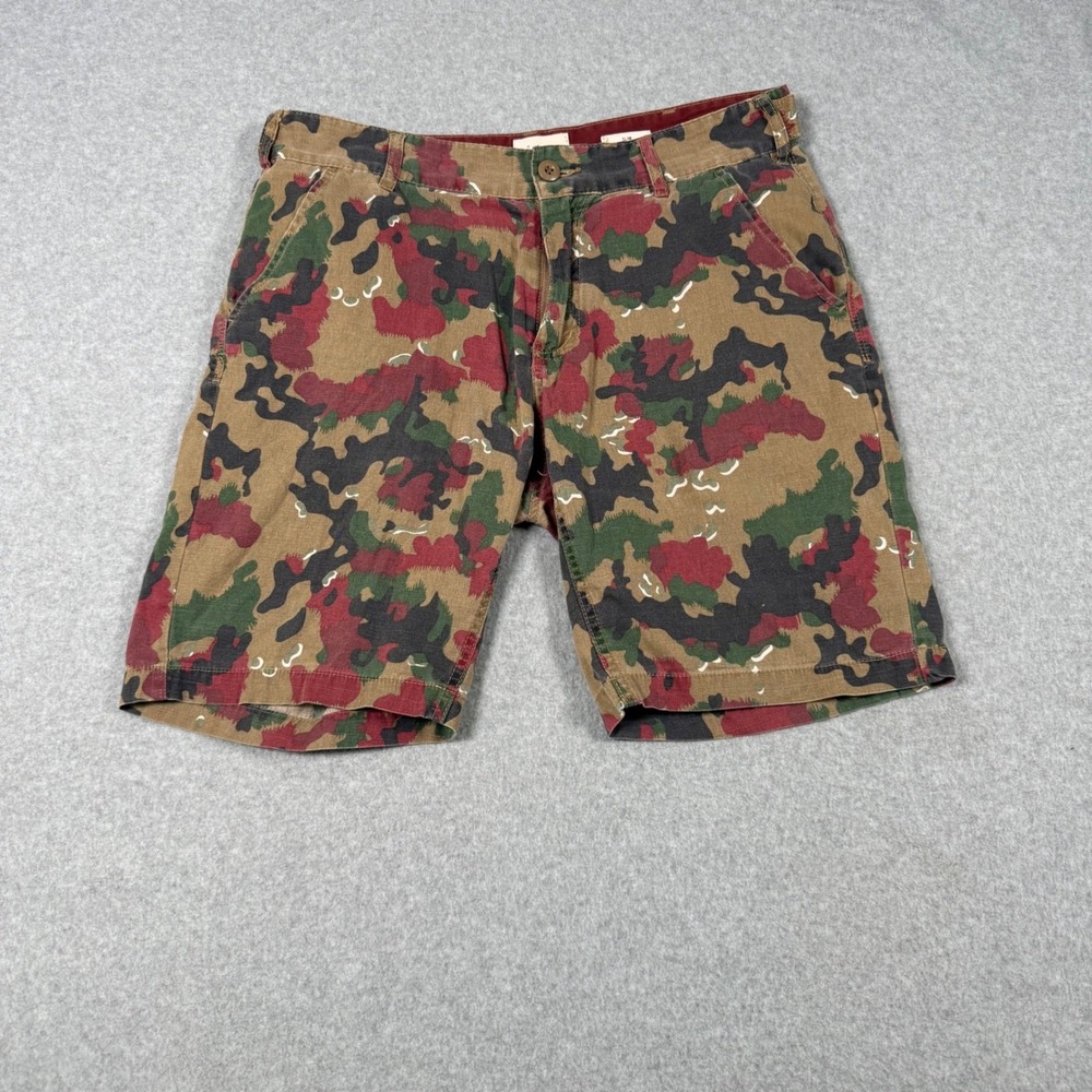 Koto Mens Slim Fit Alpenflage Camo Shorts Red Green Tan Size 32 Gorpcore Hiking